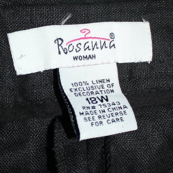 NWT Rosanna Black Woman Linen ankle designer ankle pants size 18 W - Picture 3 of 5